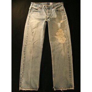 Levis 501 Men's Faded Blue Jeans 32 x 30 MEASURED TAG: 35 X 34 Button Fly